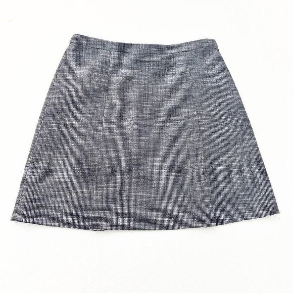 J. Crew Front Pleated Flap Skirt Mini Grid Woven Patter Blue Squares Size 10 - Picture 5 of 7